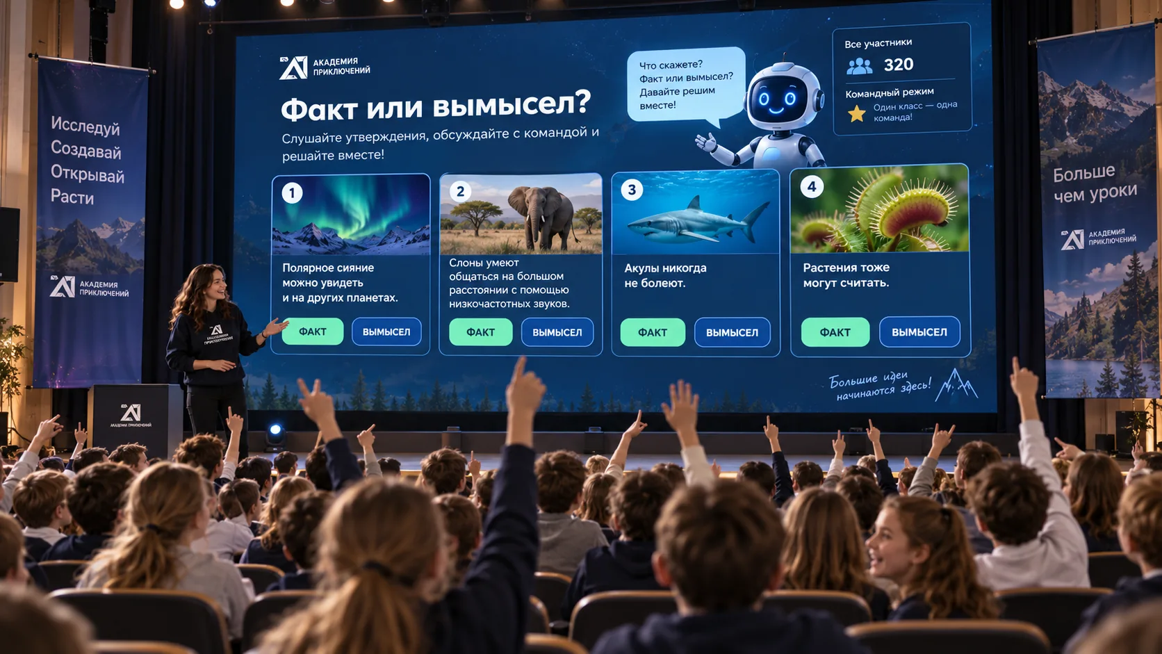 Визуализация: класс определяет факты и вымысел на большом экране