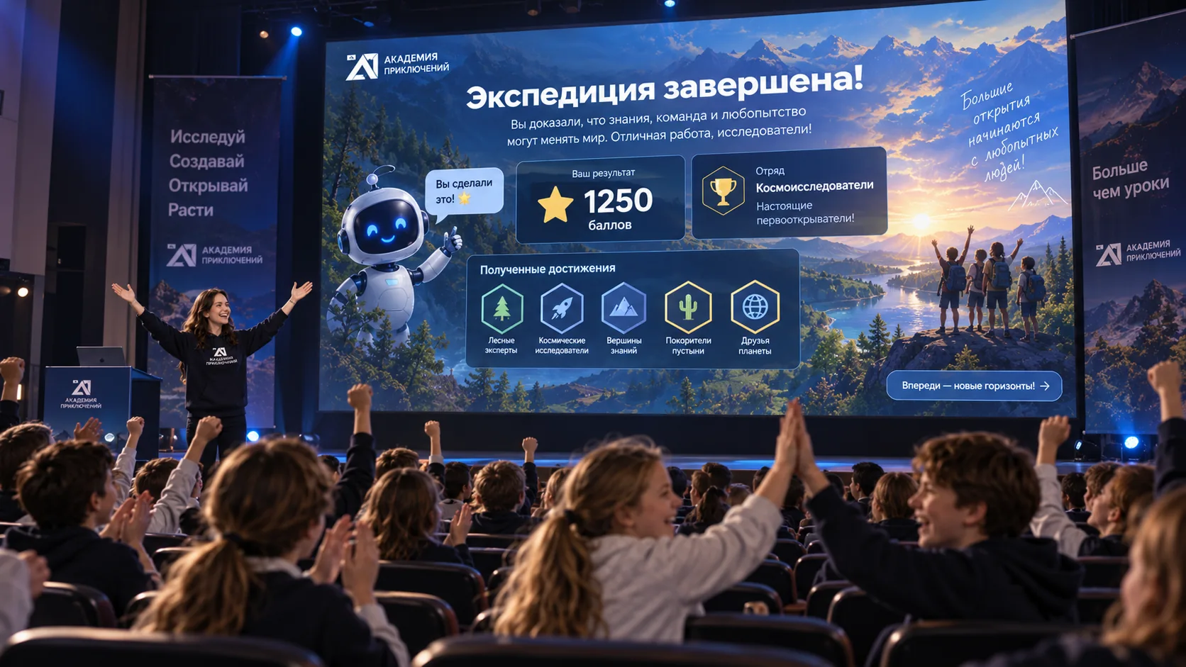 Визуализация: общий результат и достижения класса в финале научного шоу